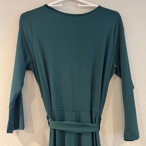 Emerald Green Faux Wrap Maxi Dress sz Large - Picture 7 of 8